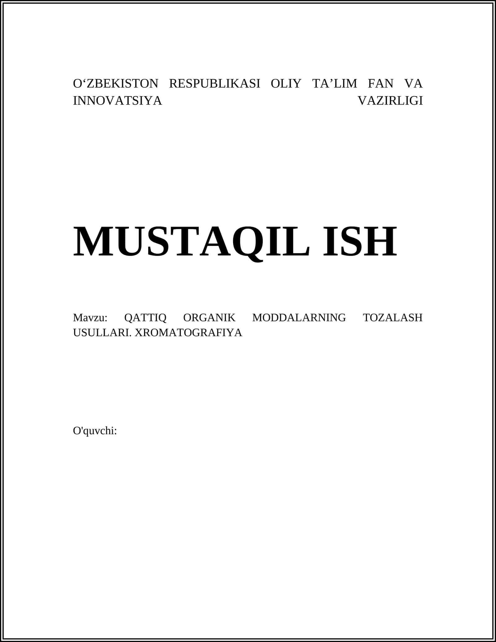 Qattiq Organik Moddalar Tozalash Usullari 1