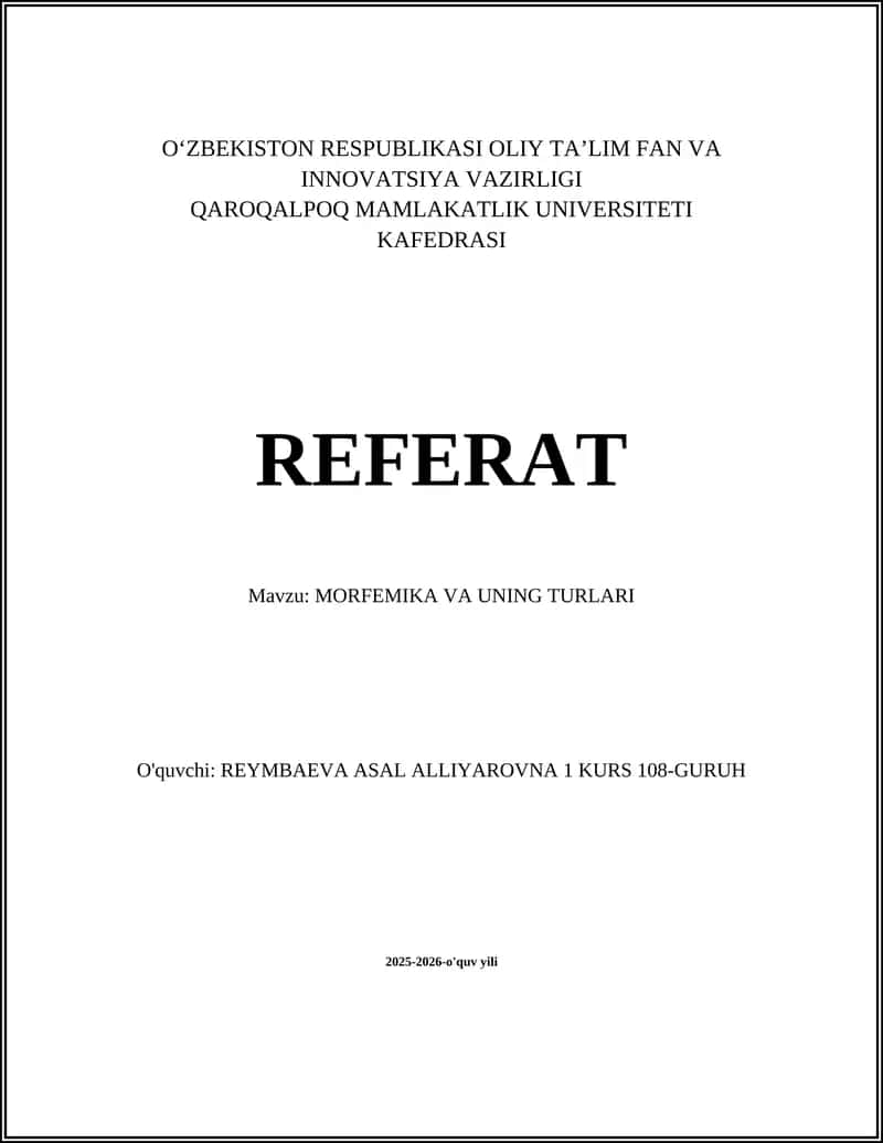 MORFEMIKA VA UNING TURLARI 1