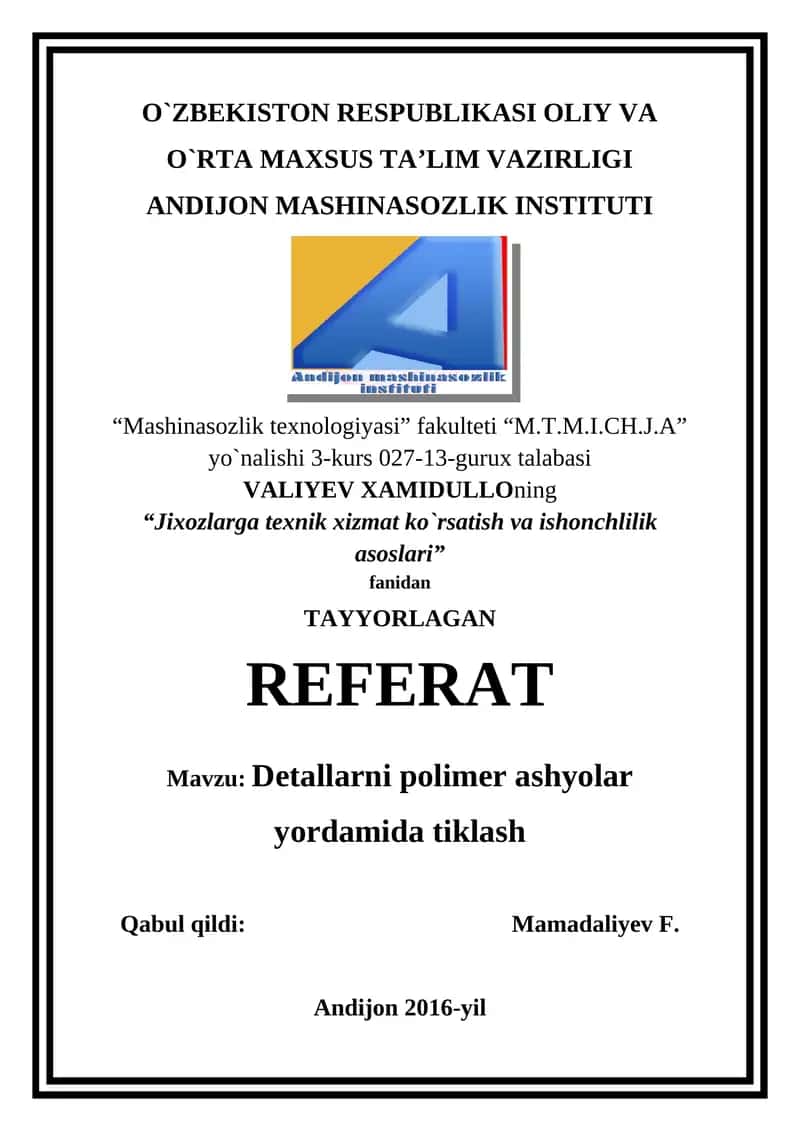 Detallarni polimer ashyolar yordamida tiklash 1