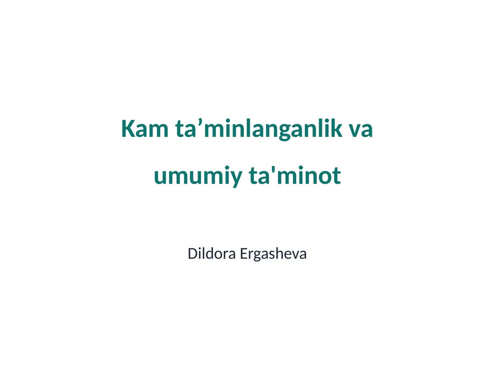 Kam ta'tminlanganlik va umumiy ta'minot 1