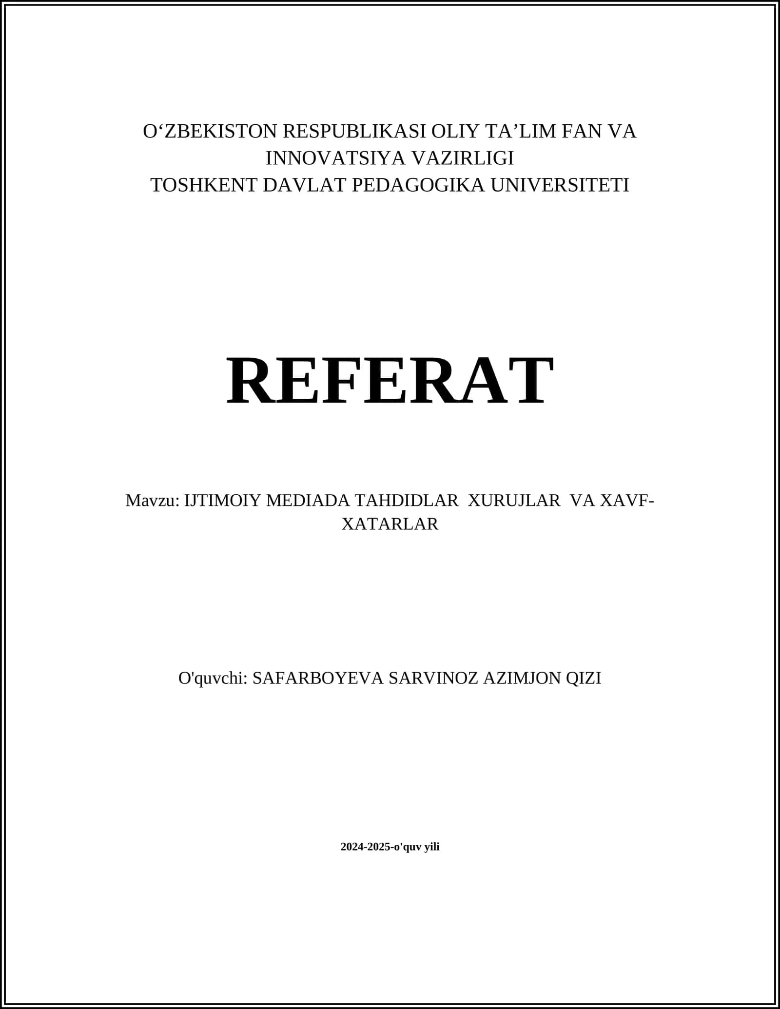 IJTIMOIY MEDIADA TAHDIDLAR XURUJLAR VA XAVF-XATARLAR 1