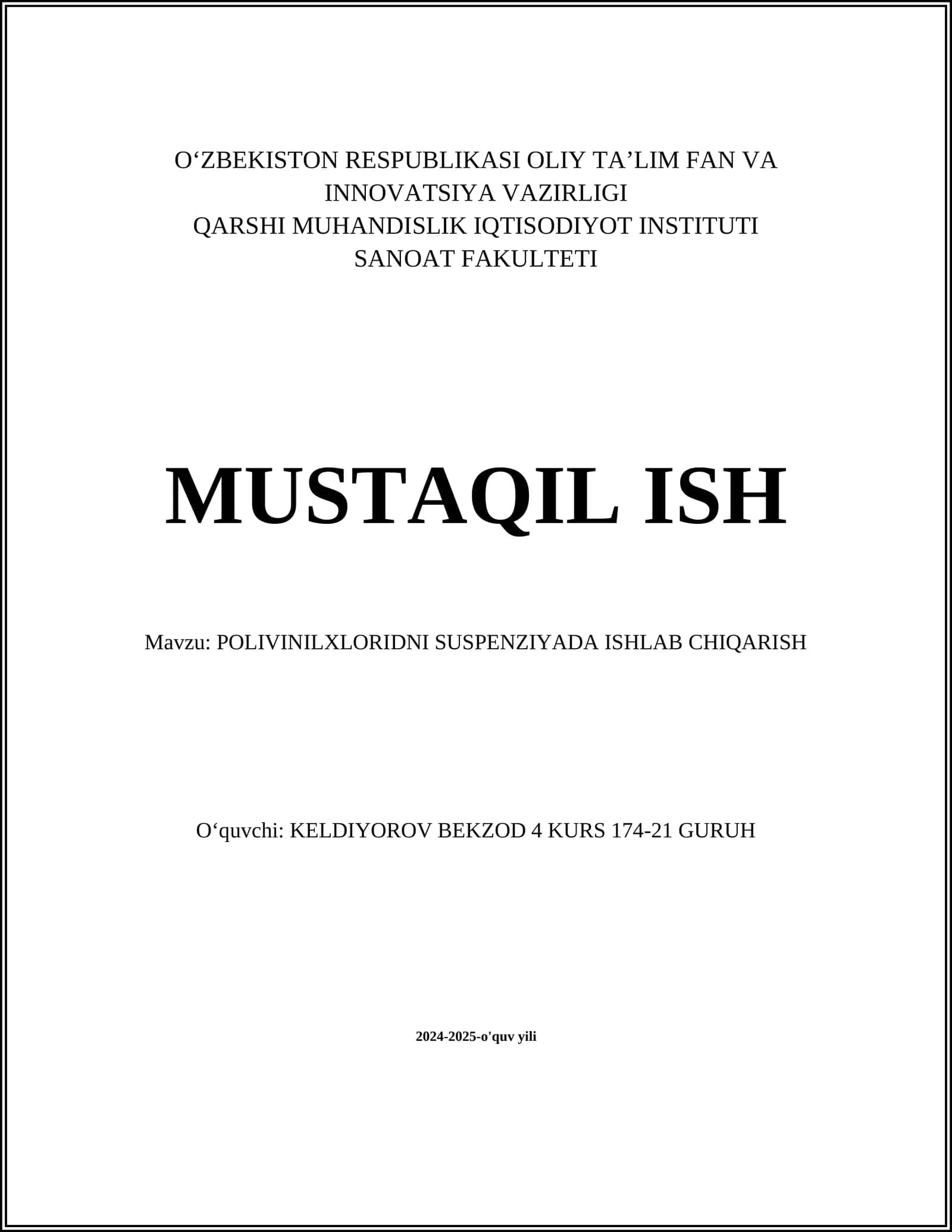 POLIVINILXLORIDNI SUSPENZIYADA ISHLAB CHIQARISH 1