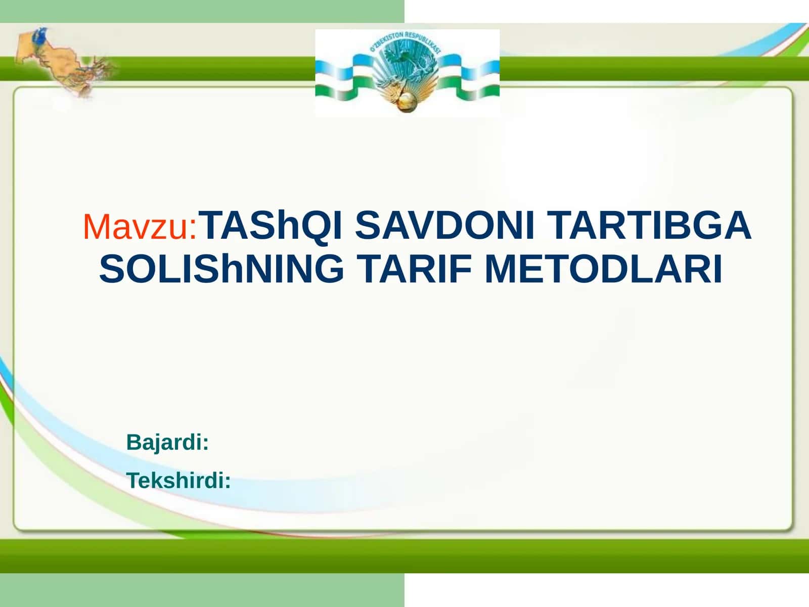 TAShQISAVDONI TARTIBGASOLIShNINGTARIF METODLARI 1