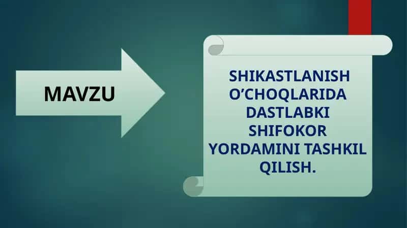 SHIKASTLANISH O’CHOQLARIDA DASTLABKI SHIFOKOR YORDAMINI TASHKIL QILISH 1