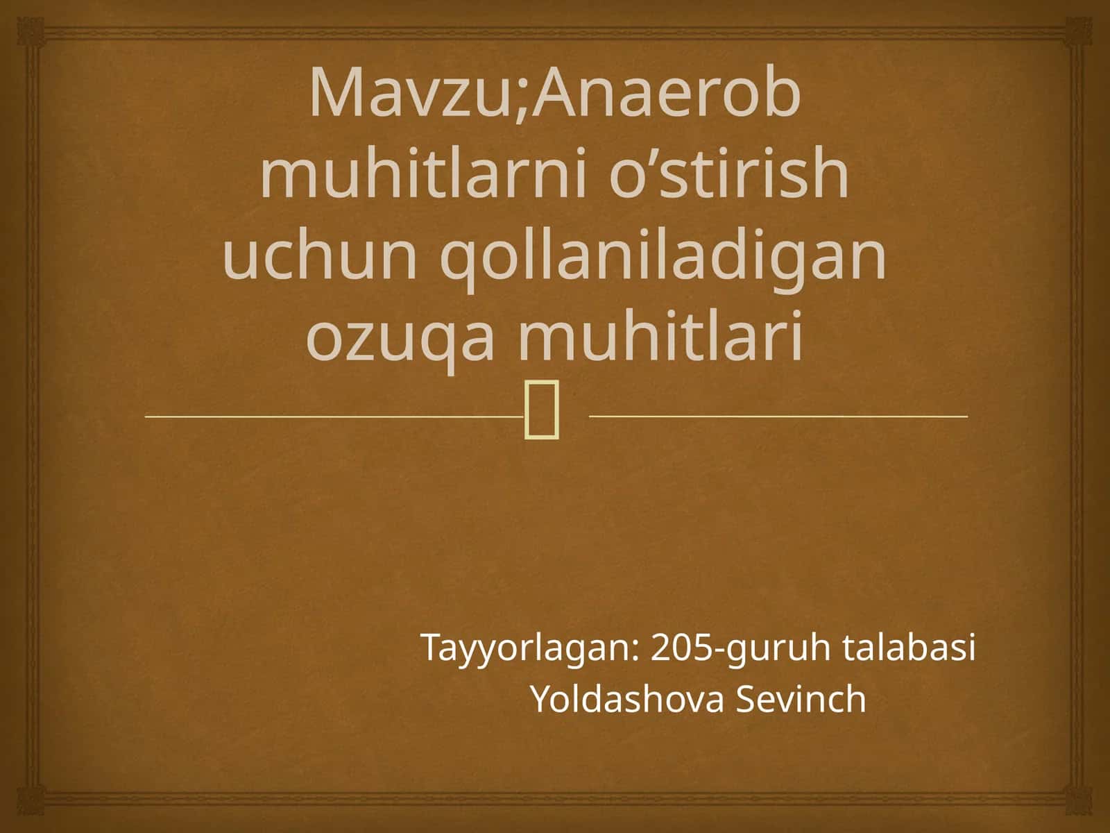Anaerob mikroorganizmlarni o'stirish uchun qollaniladigan ozuqamuhitlari 1