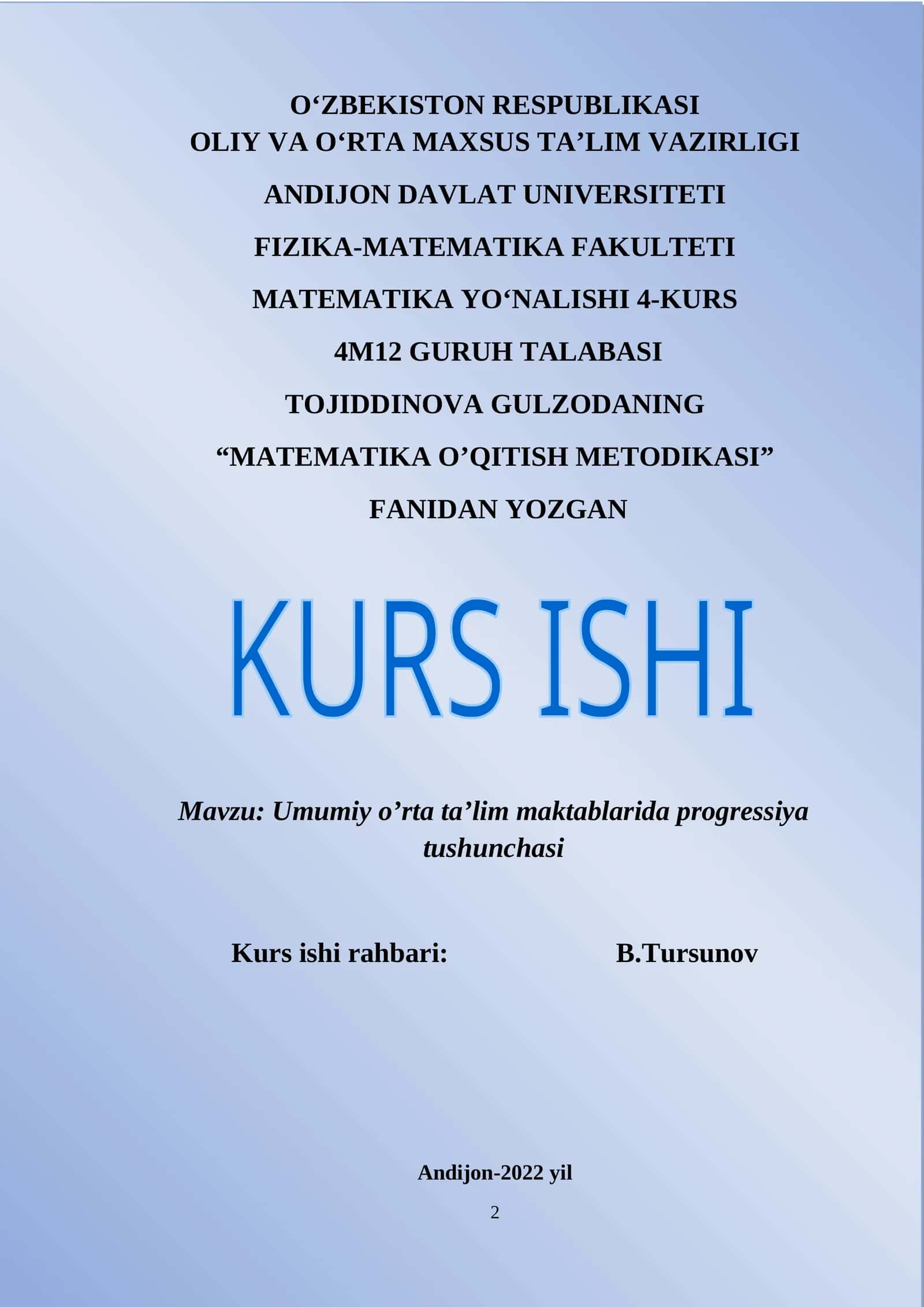 Umumiy o’rta ta’lim maktablarida progressiya tushunchasi 1