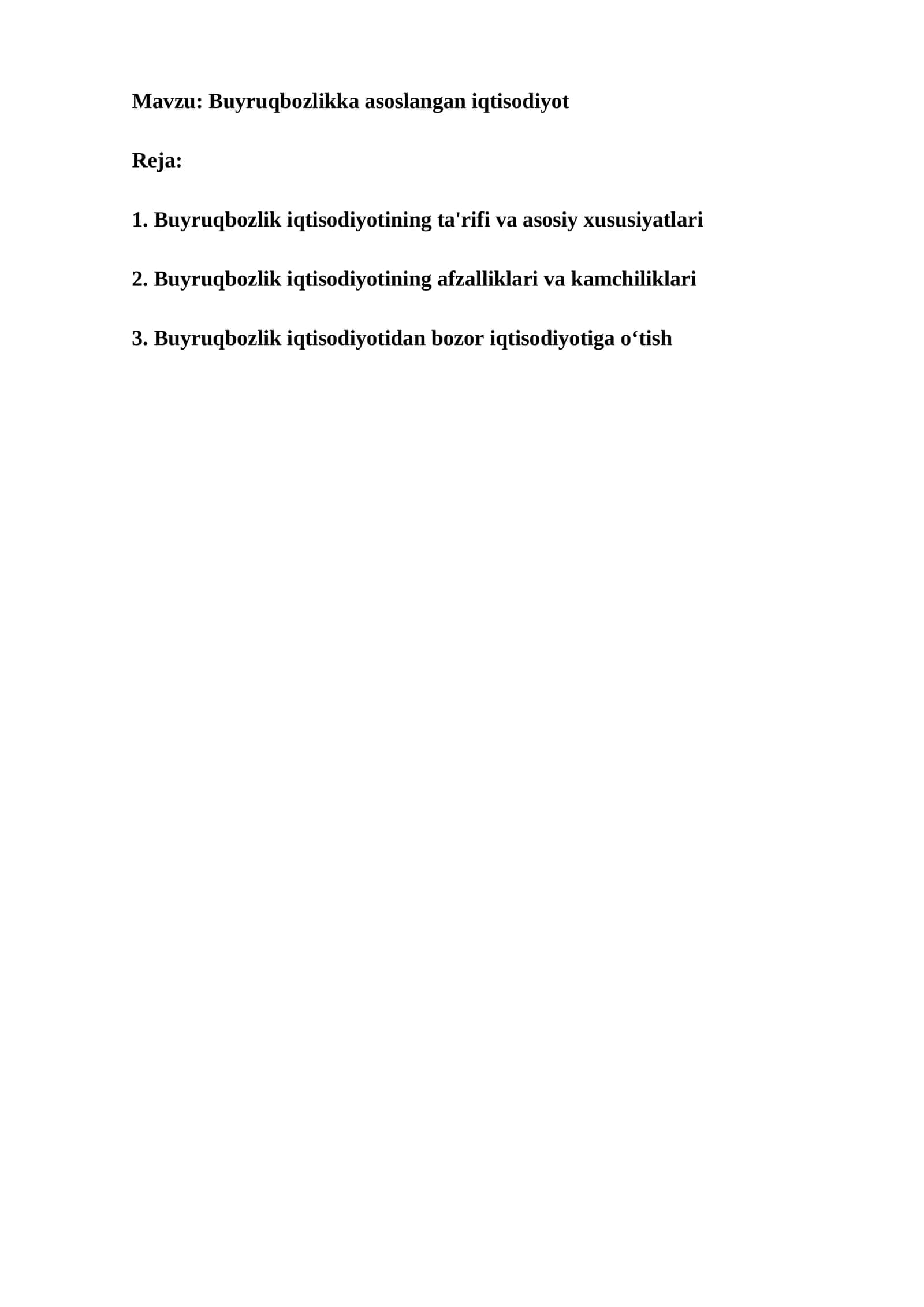 Buyruqbozlikka asoslangan iqtisodiyot 1