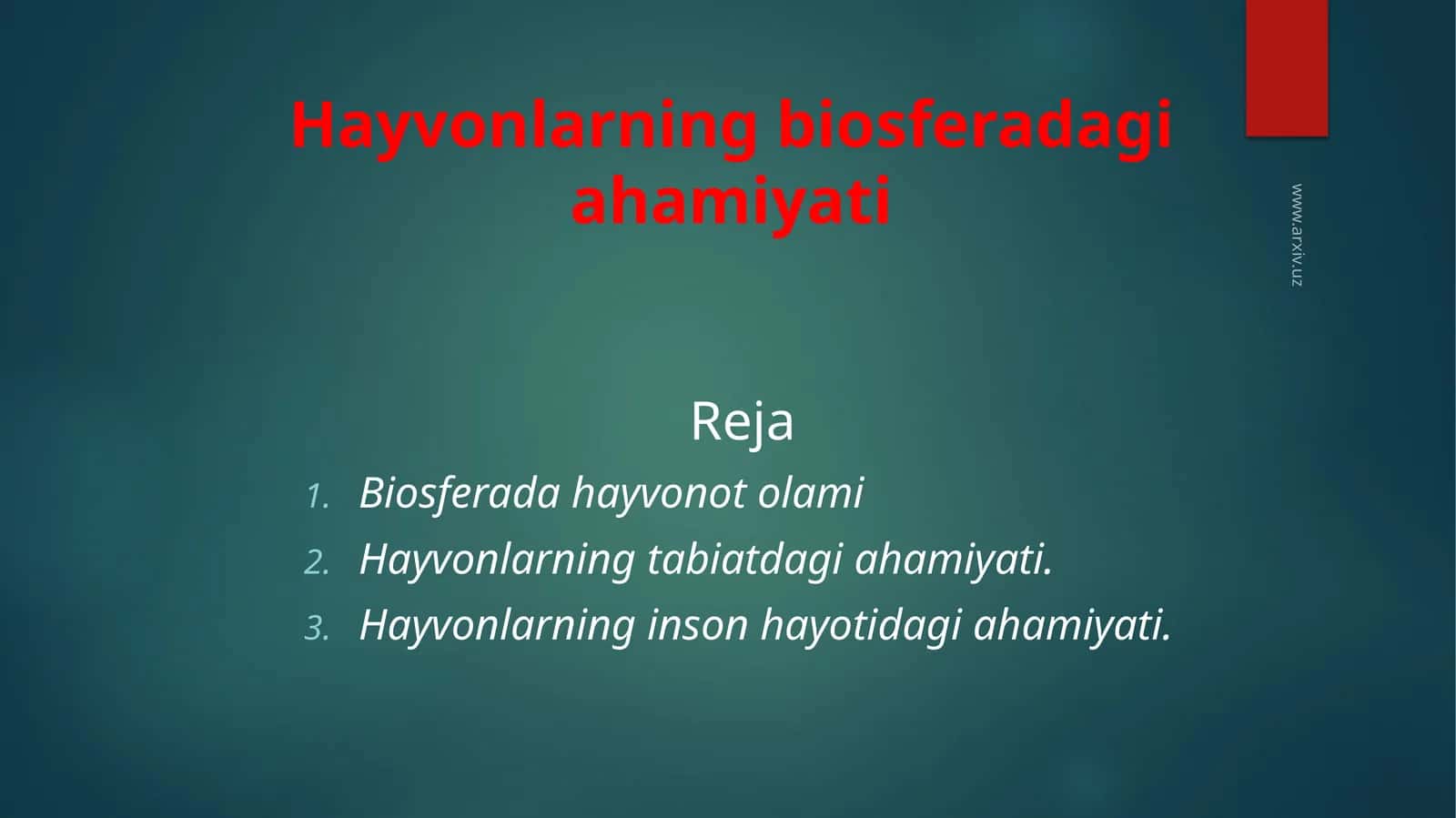 Hayvonlarning biosferadagi ahamiyati 1