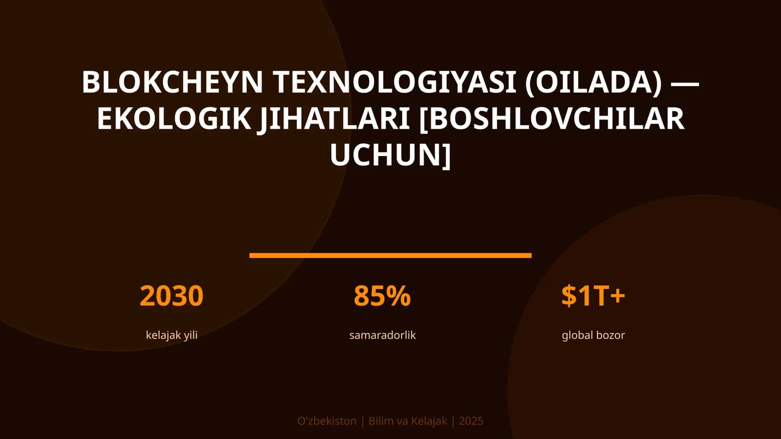 Blokcheyn texnologiyasi (oilada) — ekologik jihatlari [boshlovchilar uchun] 1