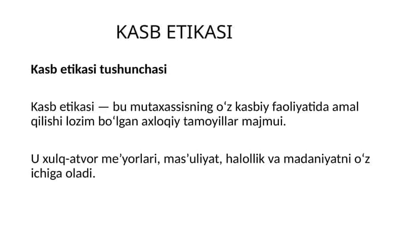 Kasb Etikasi 1