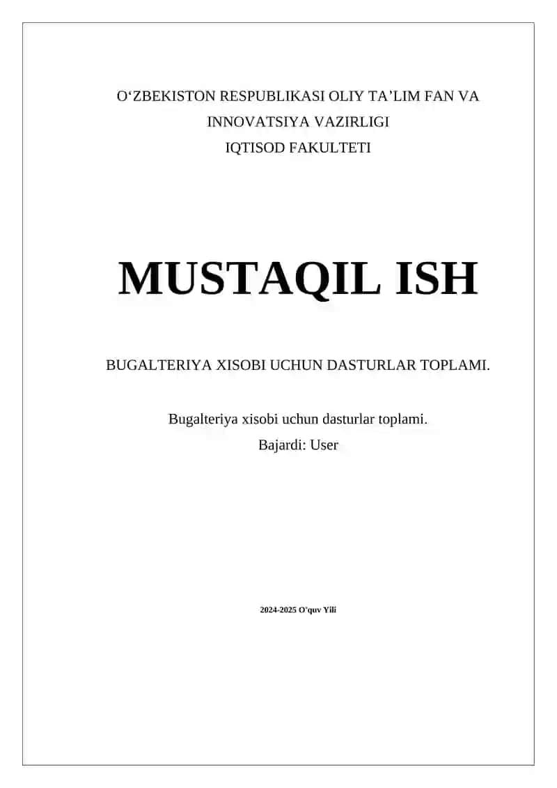 Bugalteriya xisobi uchun dasturlar toplami