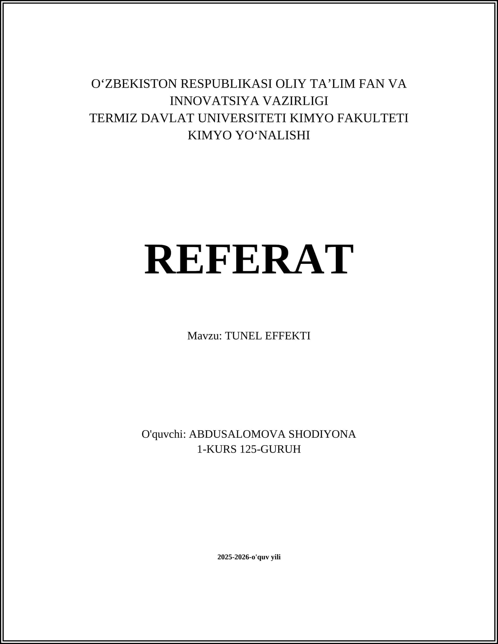 TUNEL EFFEKTI REFERAT 1