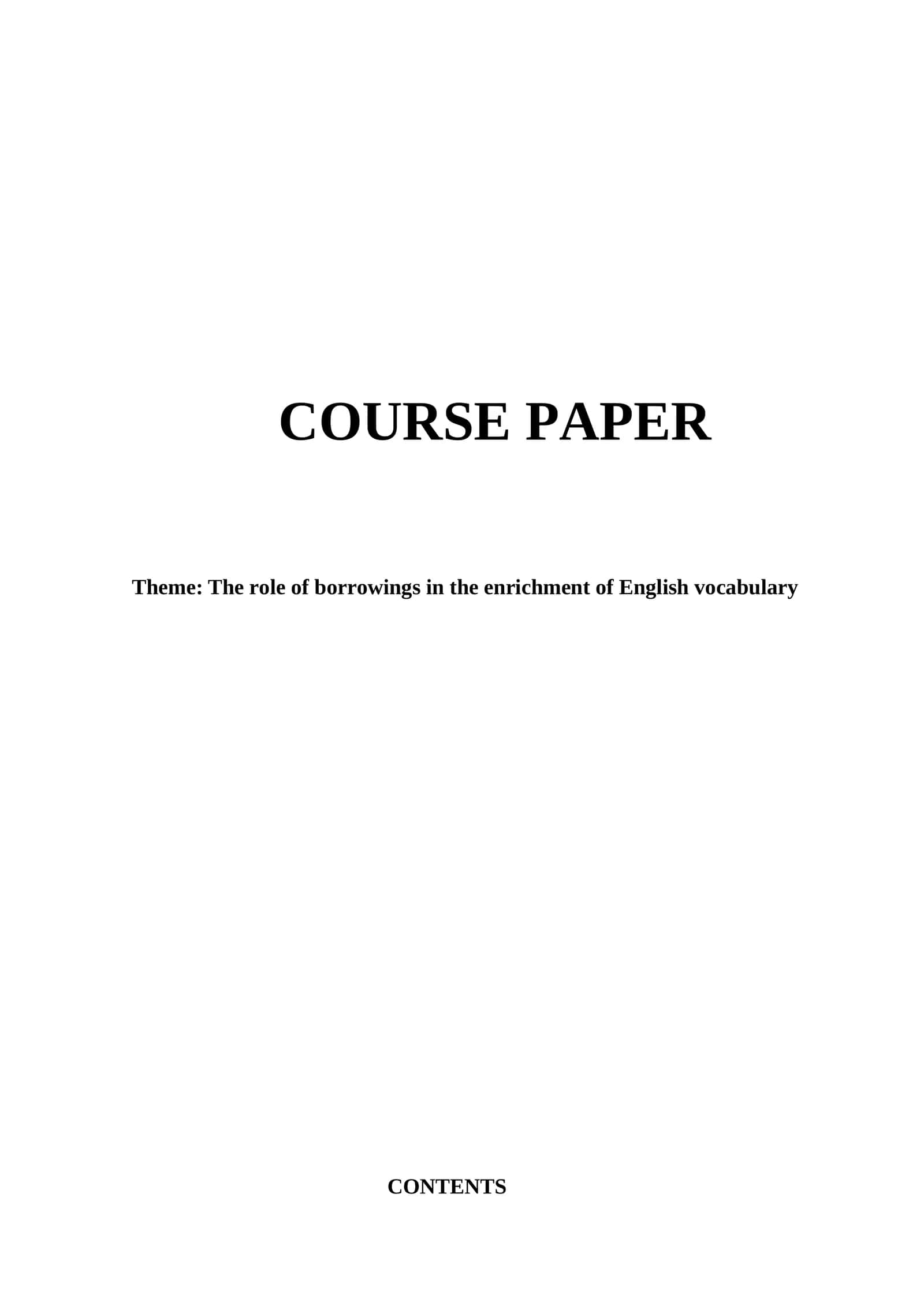 The role of borrowings in the enrichment of English vocabulary 1