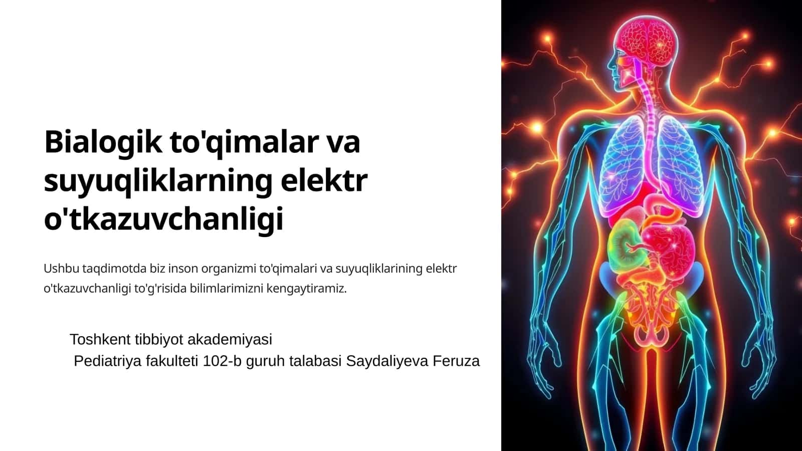 Bialogik to'qimalar va suyuqliklarning elektr o'tkazuvchanligi 1