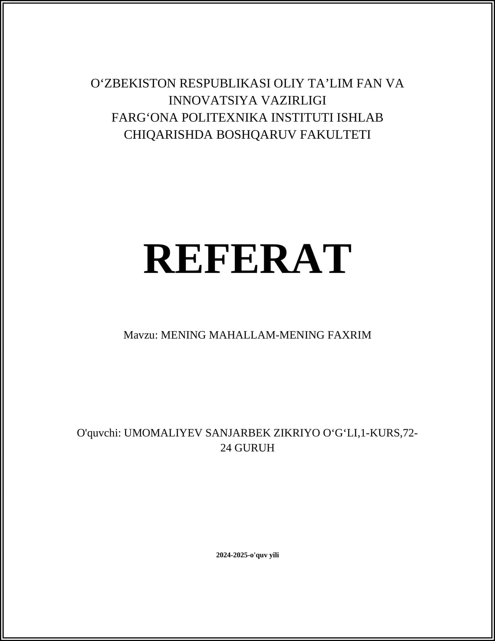 MENING MAHALLAM-MENING FAXRIM 1