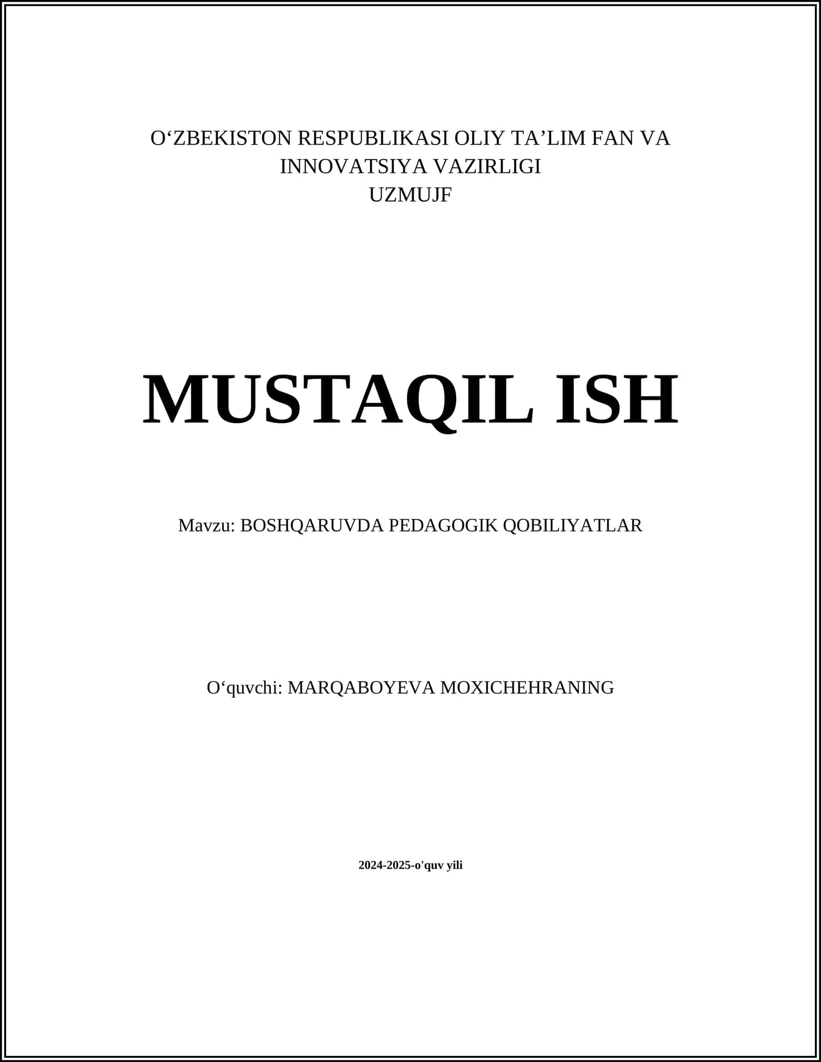 BOSHQARUVDA PEDAGOGIK QOBILIYATLAR 1