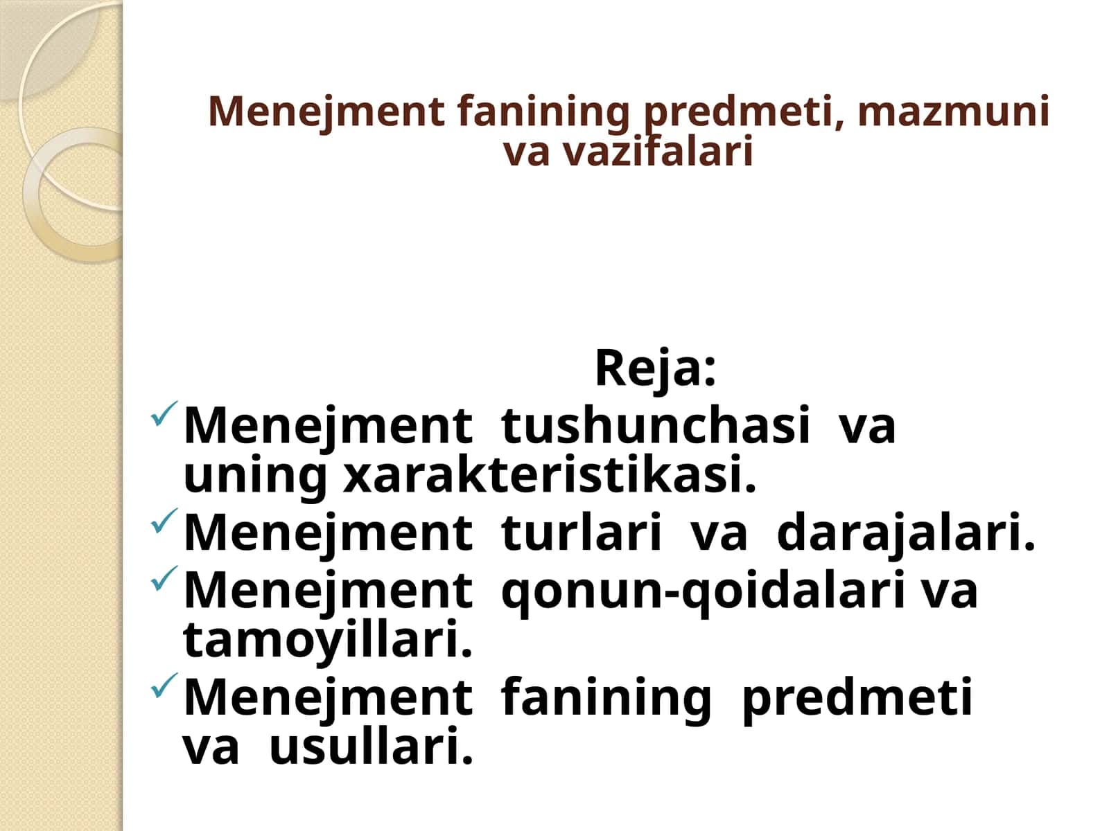 Menejment fanining predmeti, mazmuni va vazifalari 1