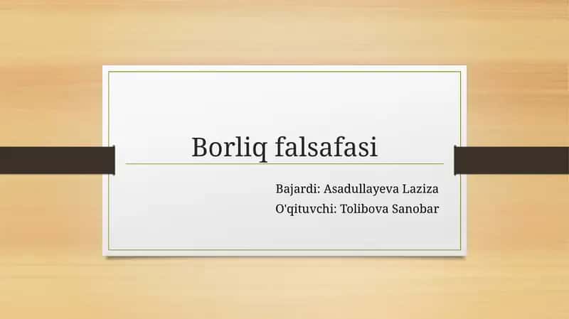 Borliq falsafasi 1