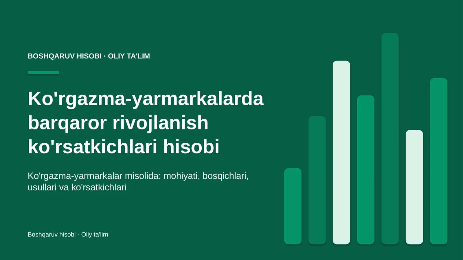 Ko'rgazma-yarmarkalarda barqaror rivojlanish ko'rsatkichlari hisobi 1
