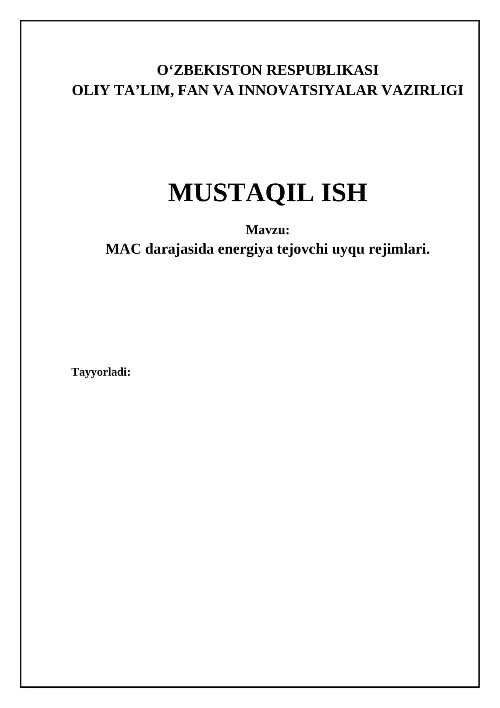 MAC darajasida energiya tejovchi uyqu rejimlari 1