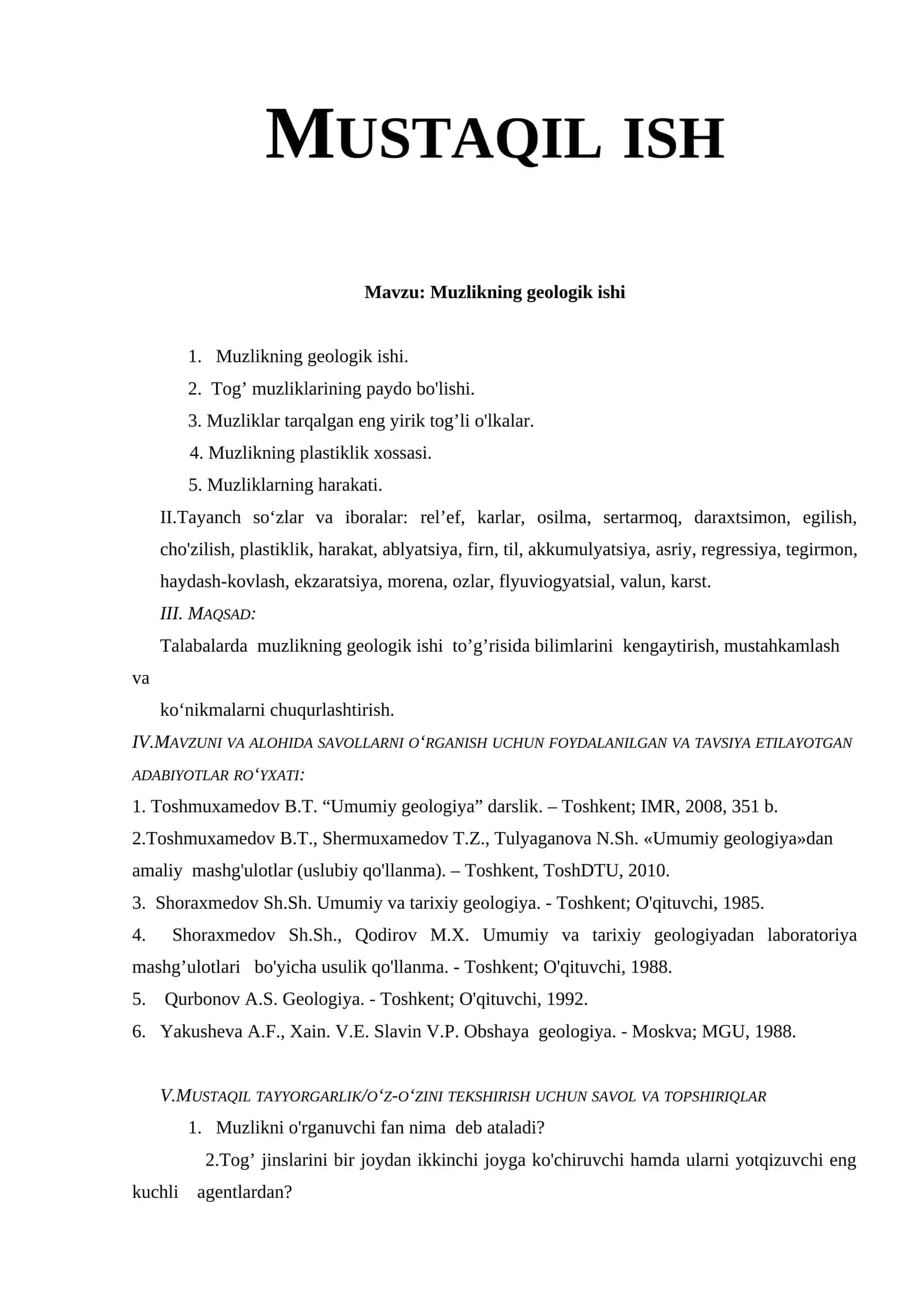 Muzlikning geologik ishi 1