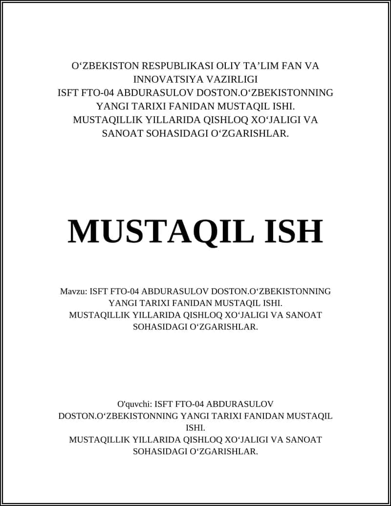 Oʻzbekistonda qishloq xoʻjaligi islohotlari 1