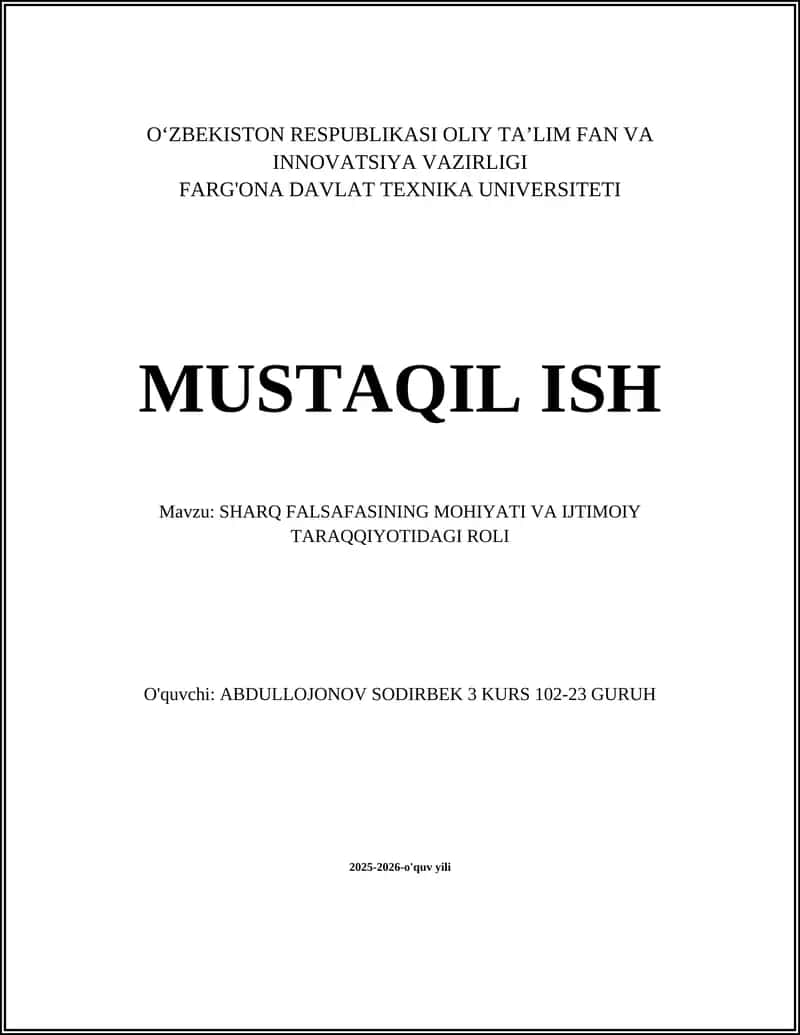 SHARQ FALSAFASINING MOHIYATI VA IJTIMOIY TARAQQIYOTIDAGI ROLI 1