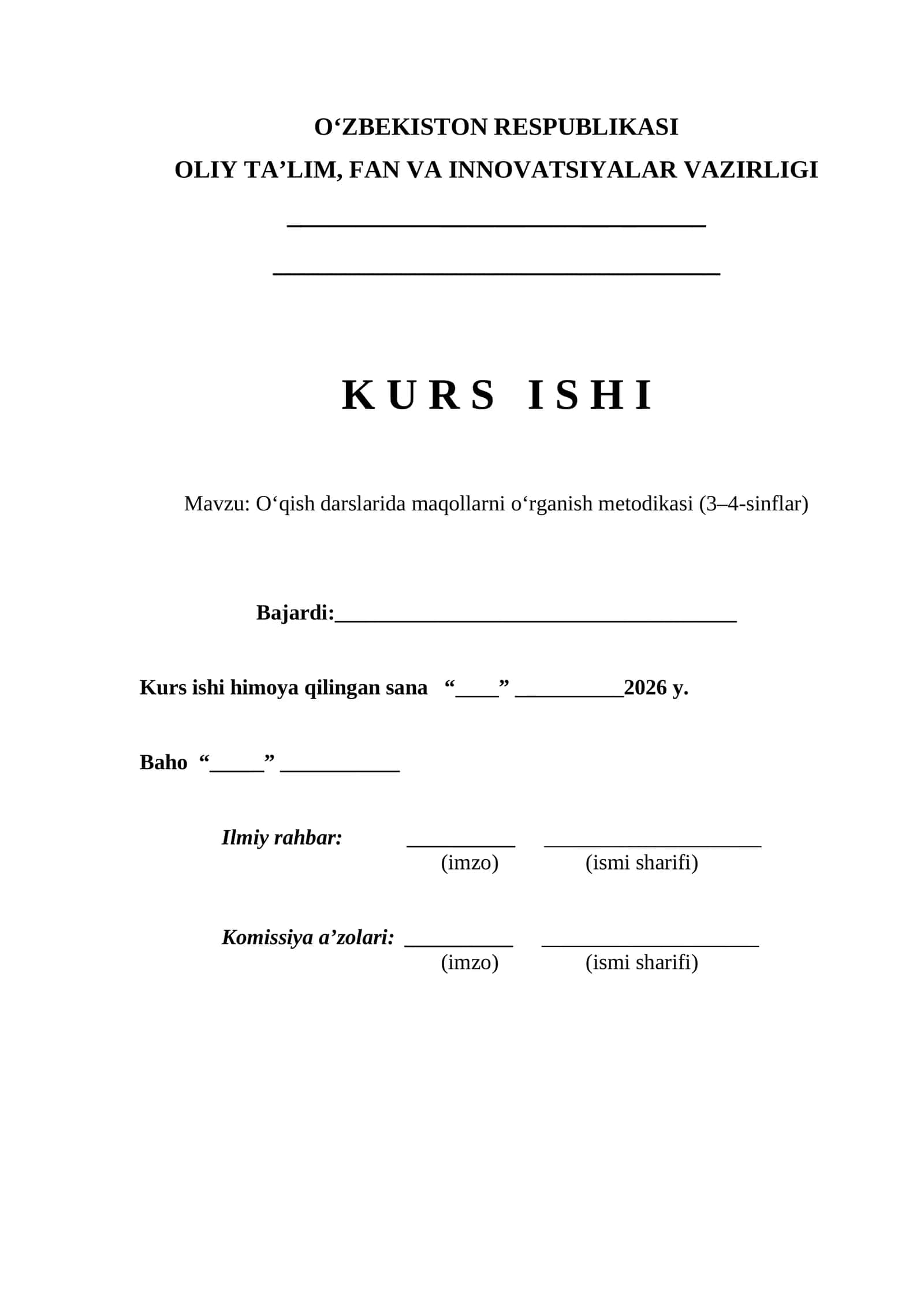 O‘qish darslarida maqollarni o‘rganish metodikasi (3–4-sinflar) 1
