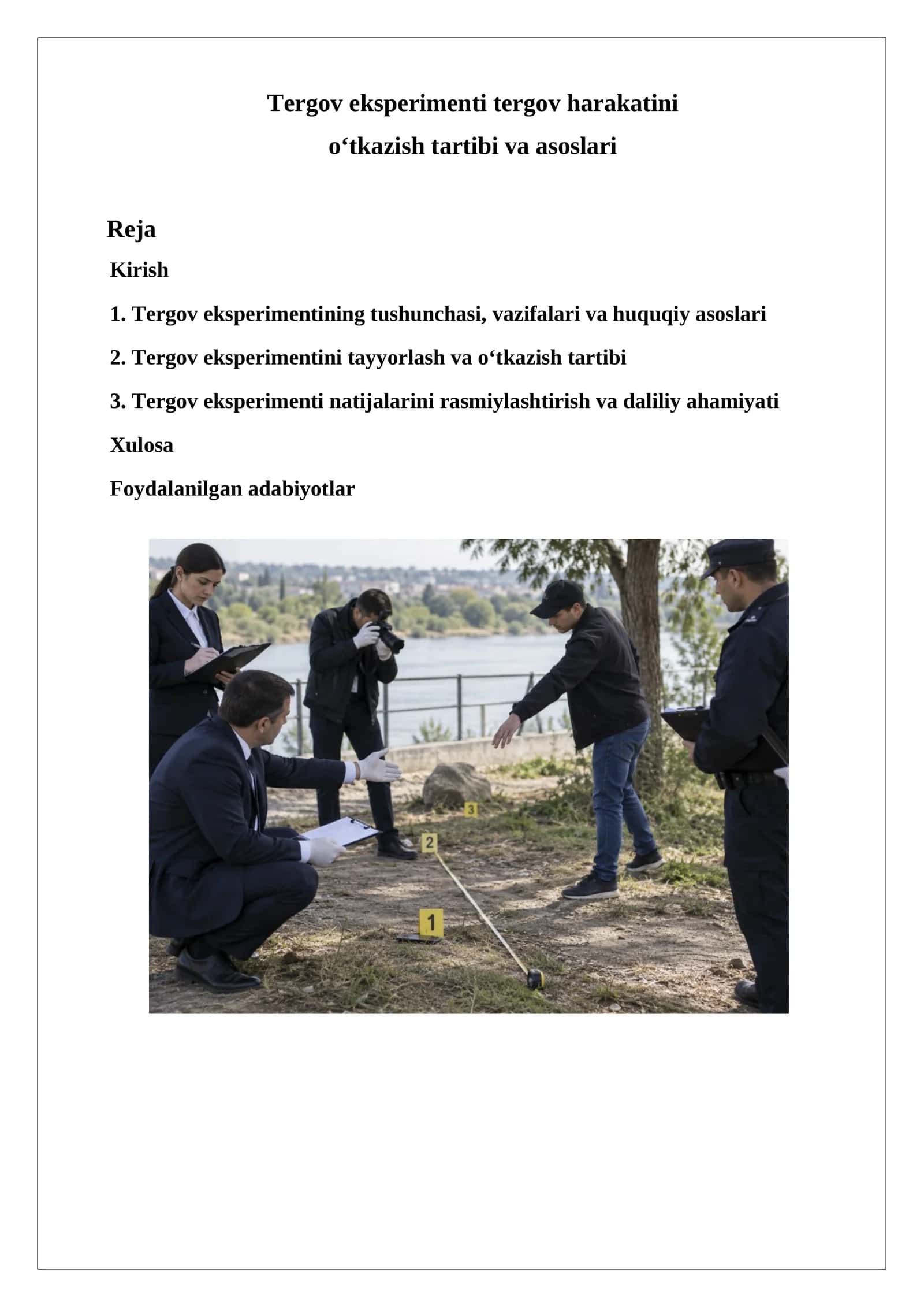 Tergov eksperimenti tergov harakatini. 1