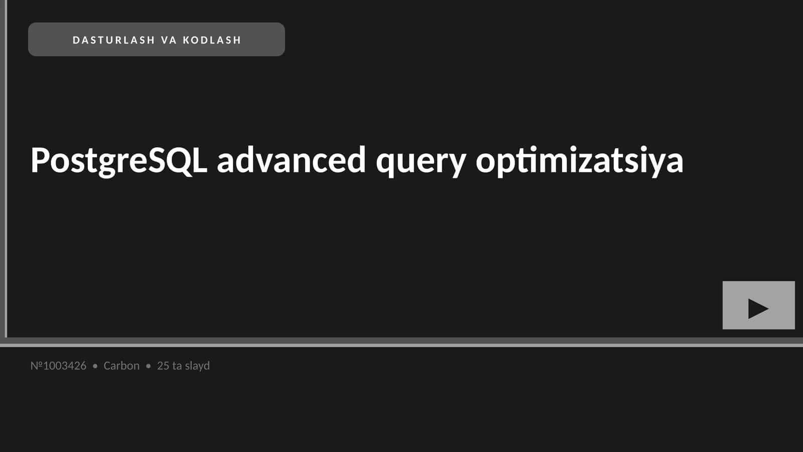 PostgreSQL advanced query optimizatsiya 1