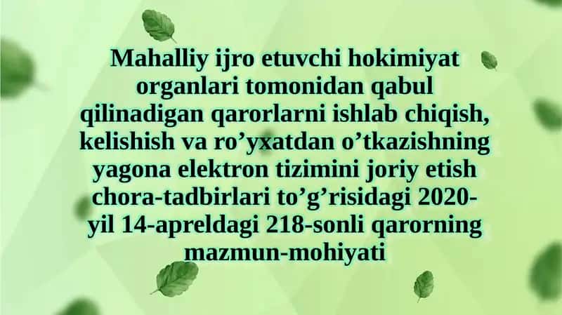 Mahalliy ijro etuvchi hokimiyat organlari tomonidan qabul qilingan qarorlarni ishlab chiqish 1
