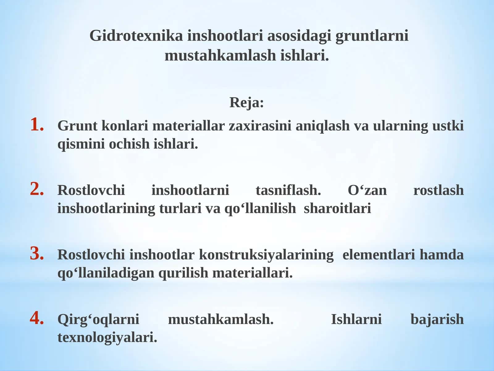 Gidrotexnika inshootlari asosidagi gruntlarni mustahkamlash ishlari 1