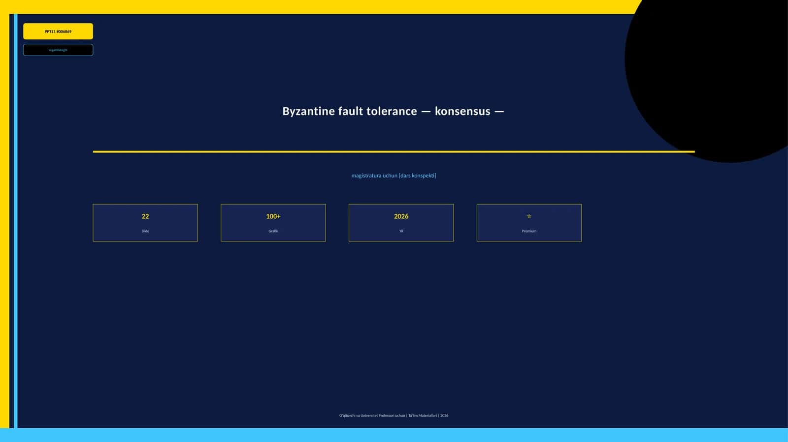 Byzantine fault tolerance — konsensus — magistratura uchun [dars konspekti] 1
