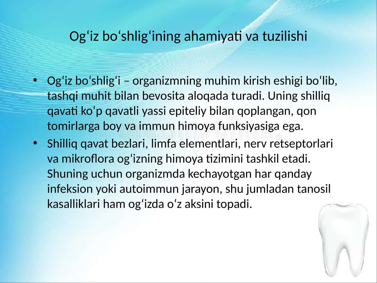 Og‘iz bo‘shlig‘ining ahamiyati va tuzilishi 1