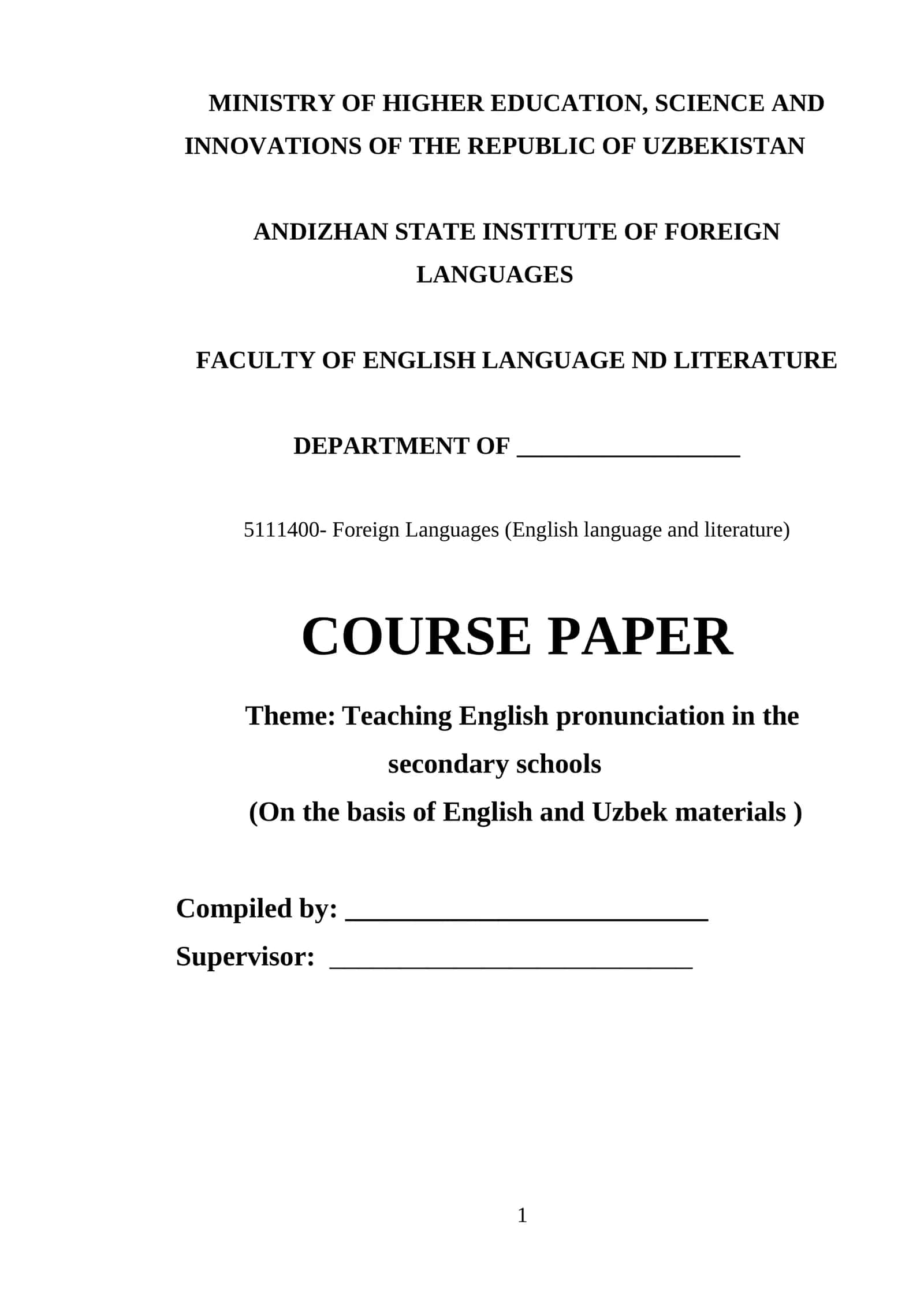 English Pronunciation Course Paper 1
