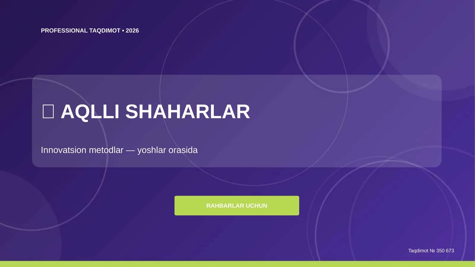Aqlli shaharlar: innovatsion metodlar (yoshlar orasida) [rahbarlar uchun] 1