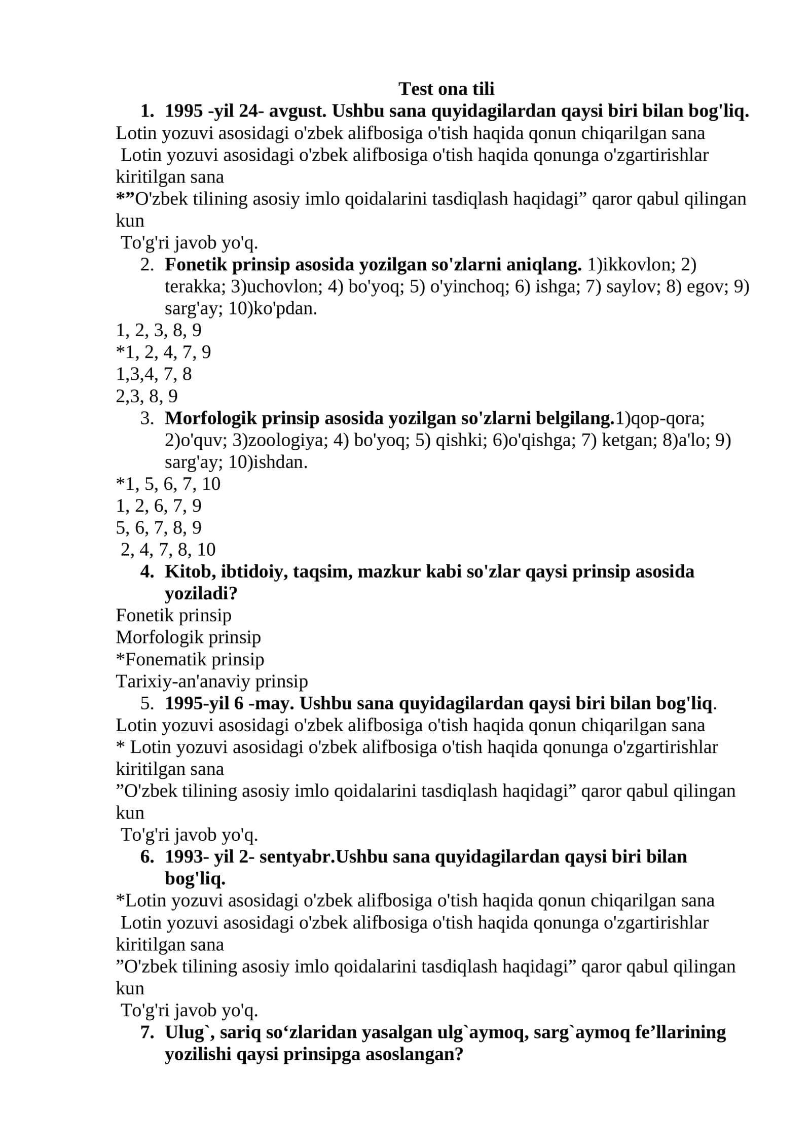 Test ona tili 1