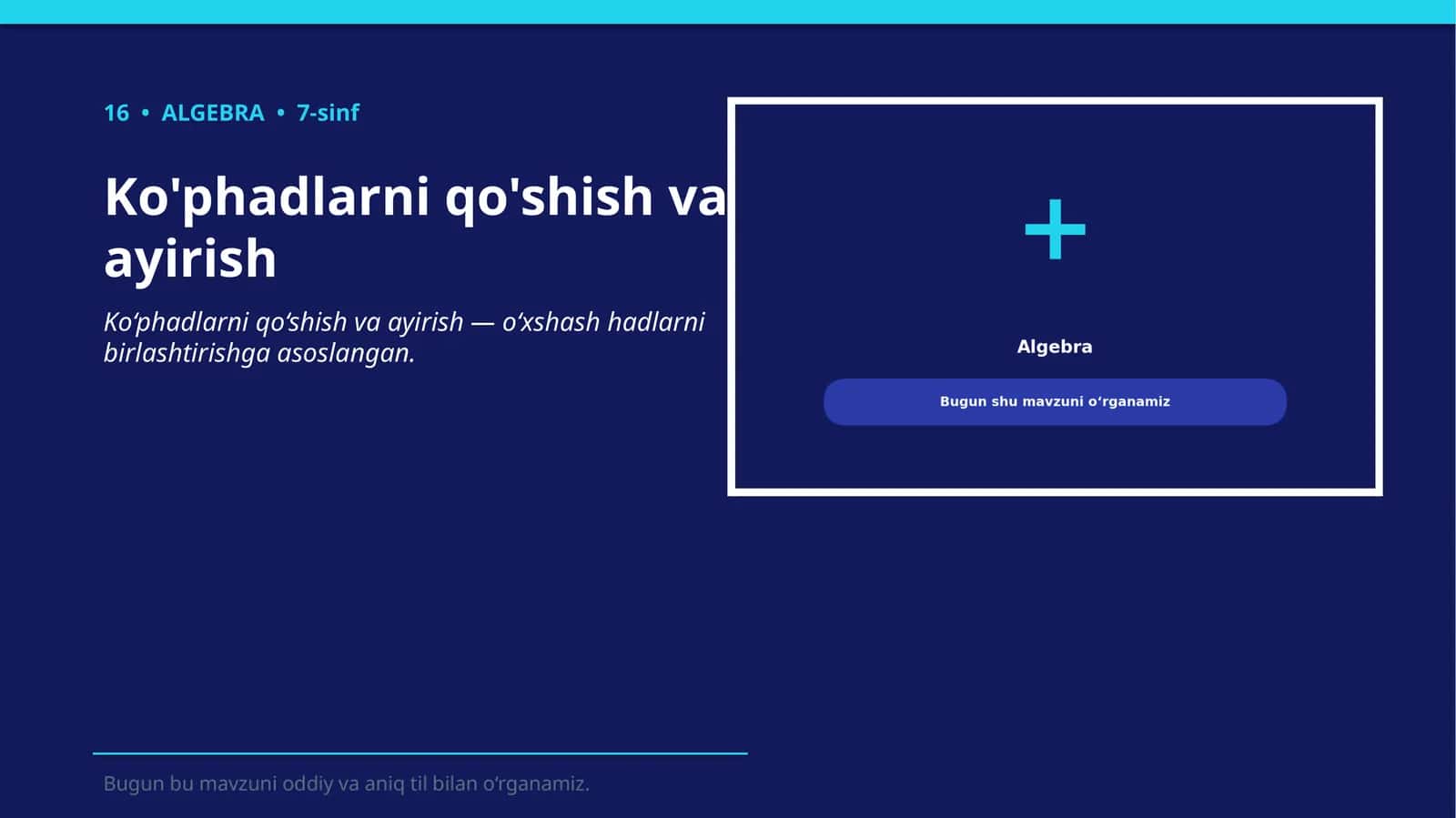 Ko'phadlarni qo'shish va ayirish 1