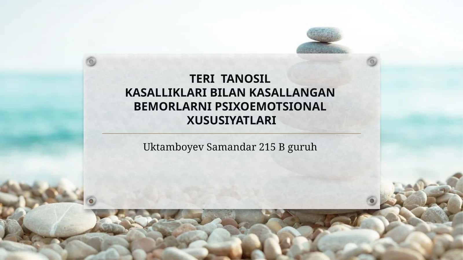 TERI TANOSILKASALLIKLARI BILAN KASALLANGAN BEMORLARNI PSIXOEMOTSIONAL XUSUSIYATLARI 1