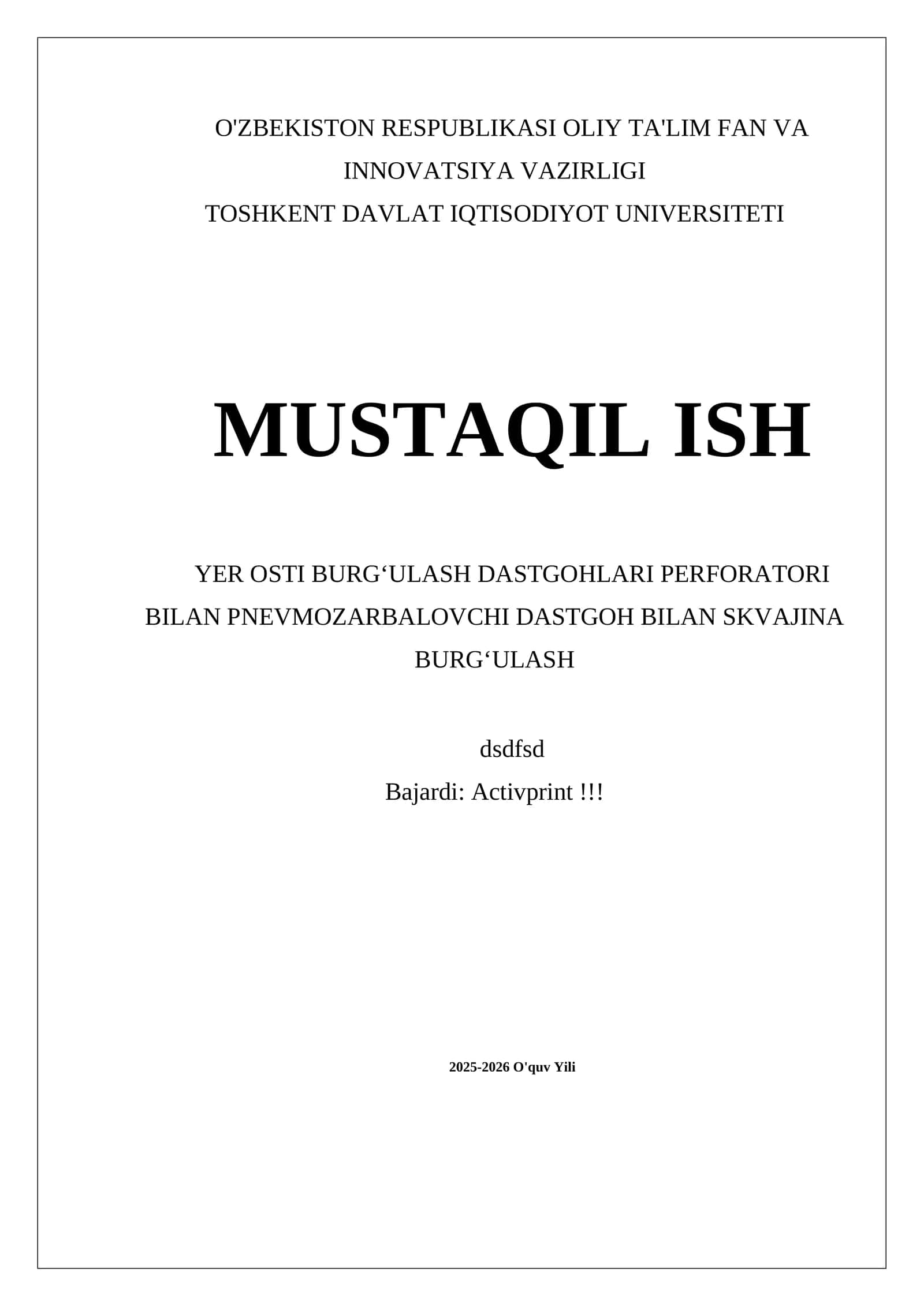 MUSTAQIL ISH YER OSTI BURGʻULASH DASTGOHLARI PERFORATORI BILAN PNEVMOZARBALOVCHI DASTGOH BILAN SKVAJINA BURGʻULASH 1