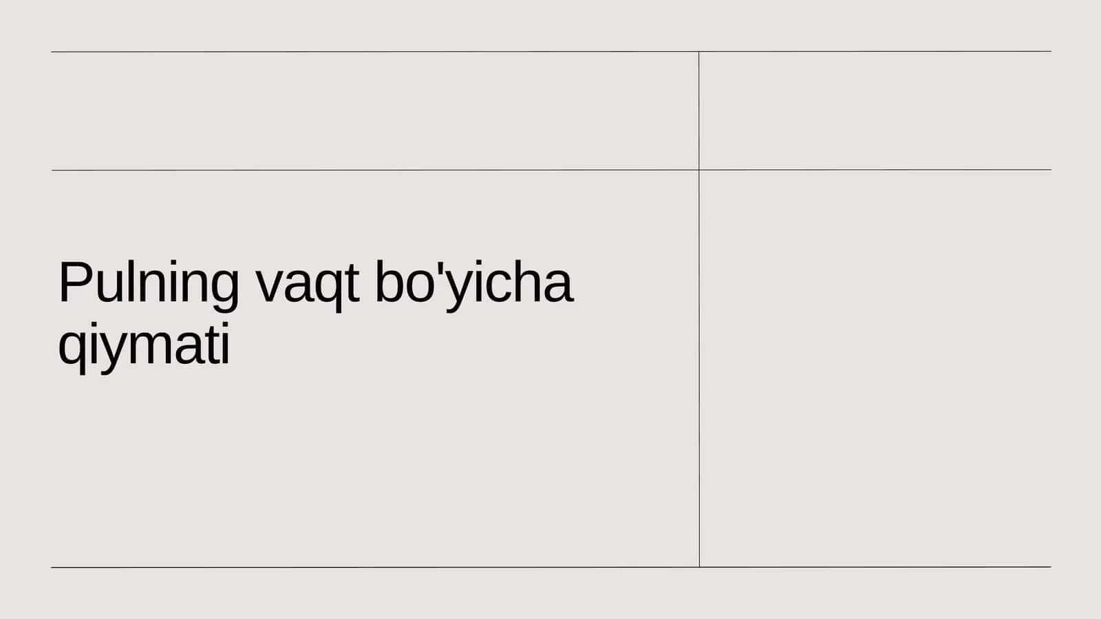 Pulning vaqt bo'yicha qiymati 1