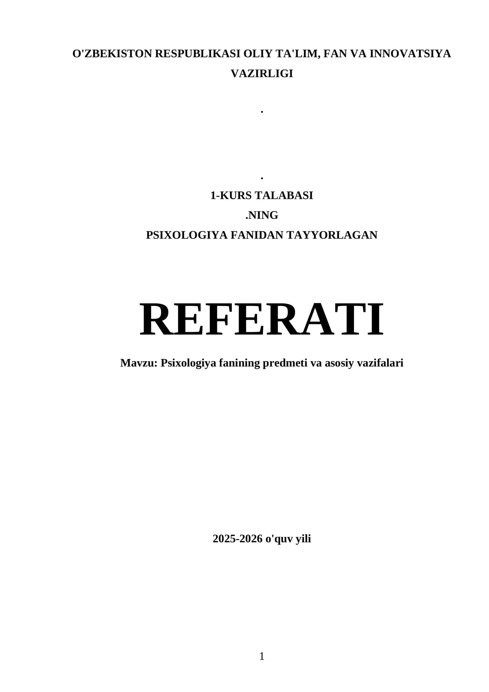 Psixologiya fanining predmeti va asosiy vazifalari 1