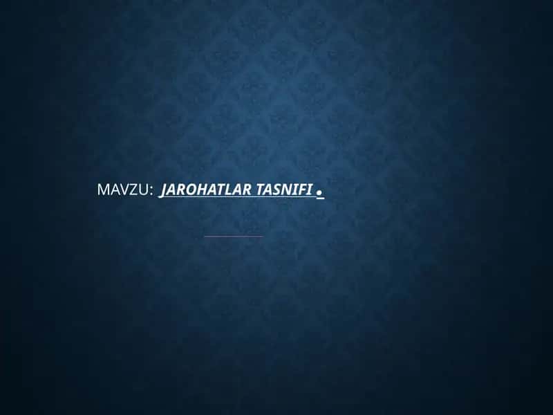 Jarohatlar tasnifi 1