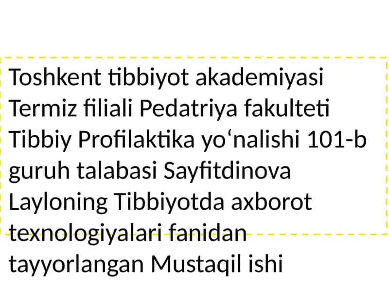 Tibbiy Profilaktika yoʻnalishi 1