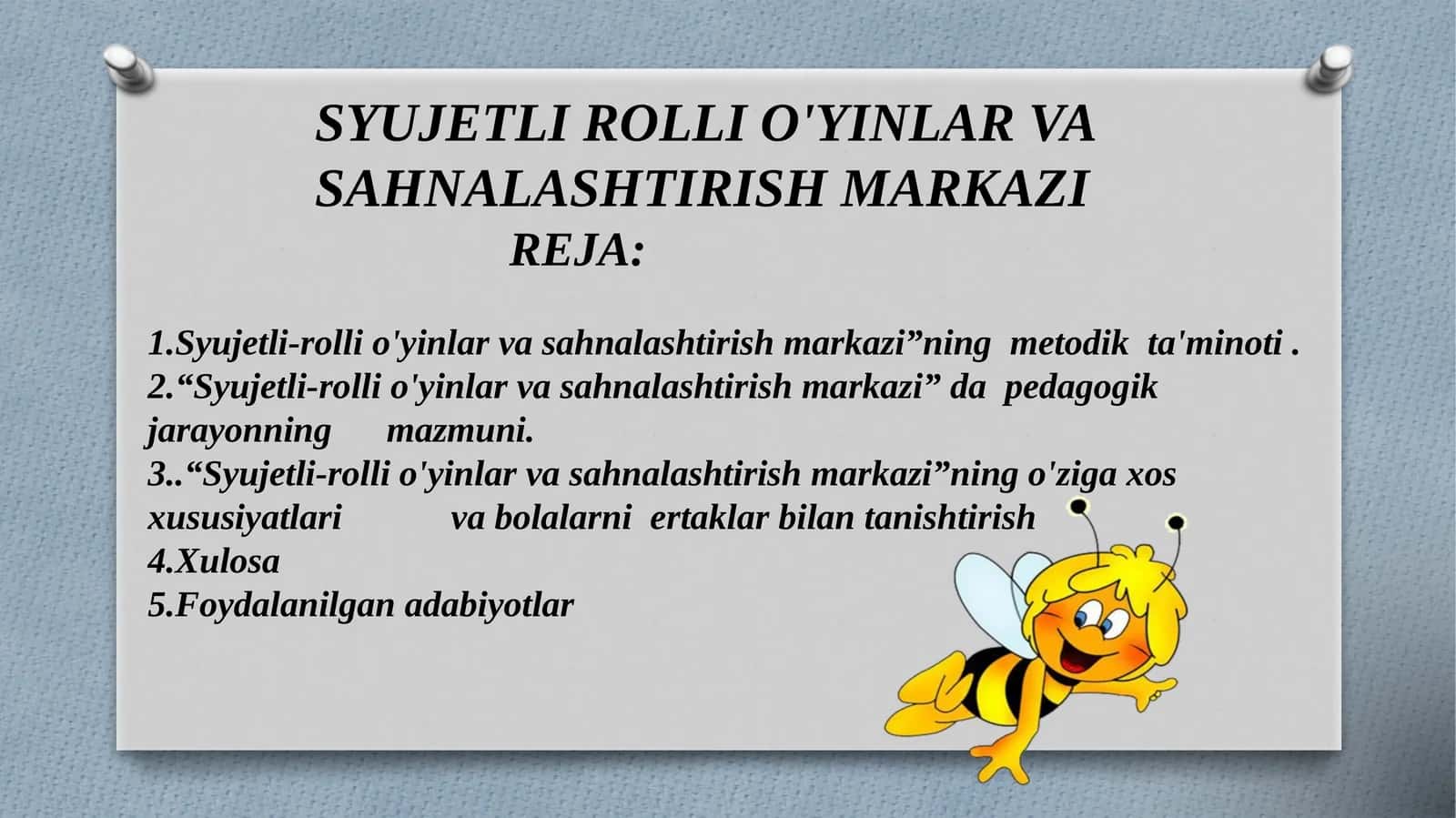Syujetli-rolli o'yinlar va sahnalashtirish markazi 1