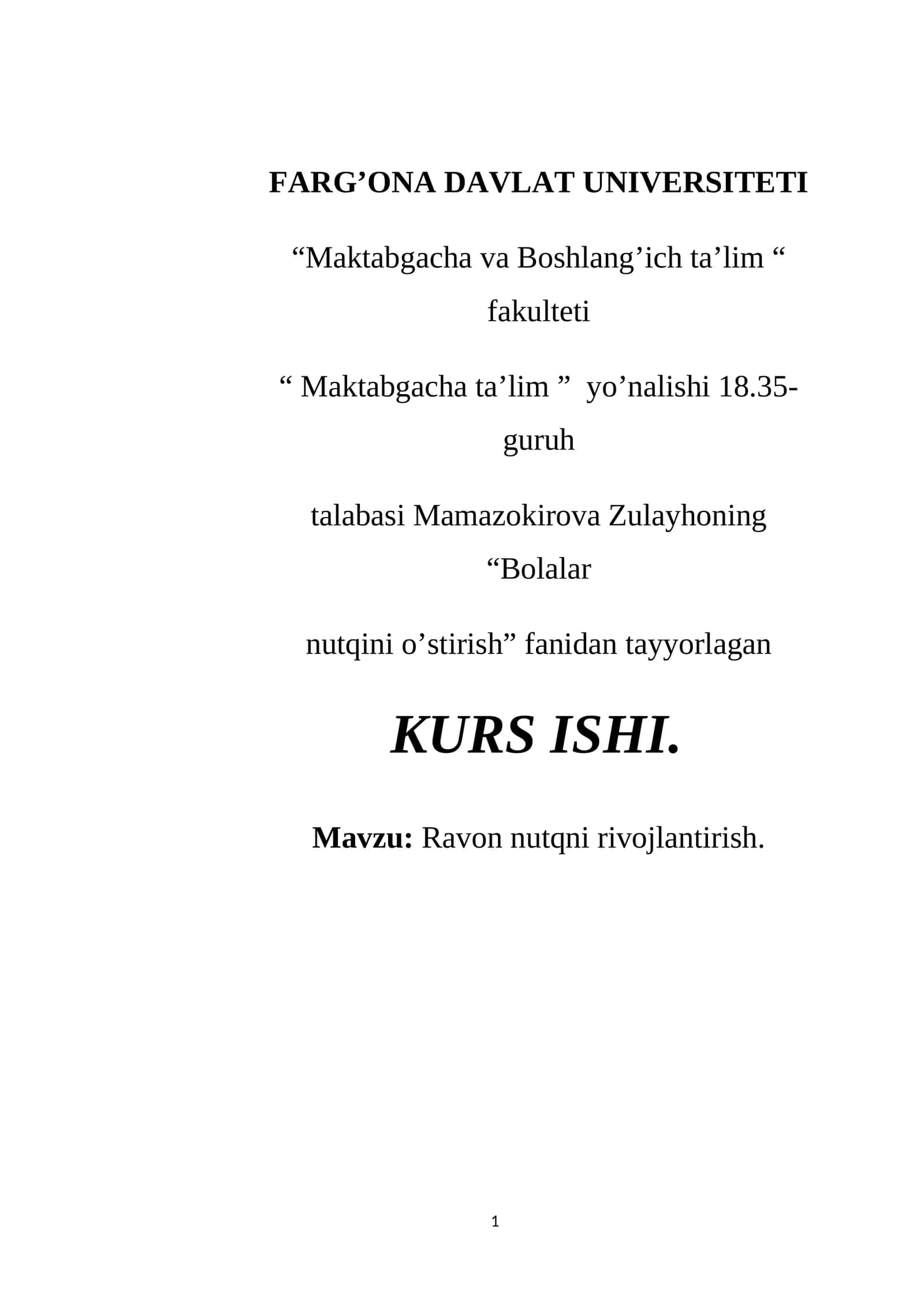 Ravon nutqni rivojlantirish 1