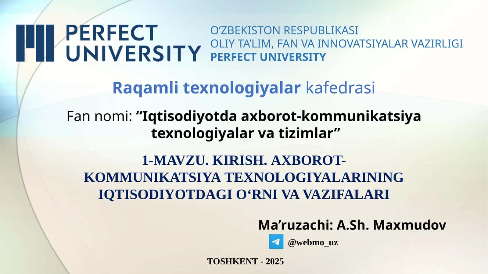 Iqtisodiyotdagi Axbarot-Kommunikatsiyat Texnologiyalari 1