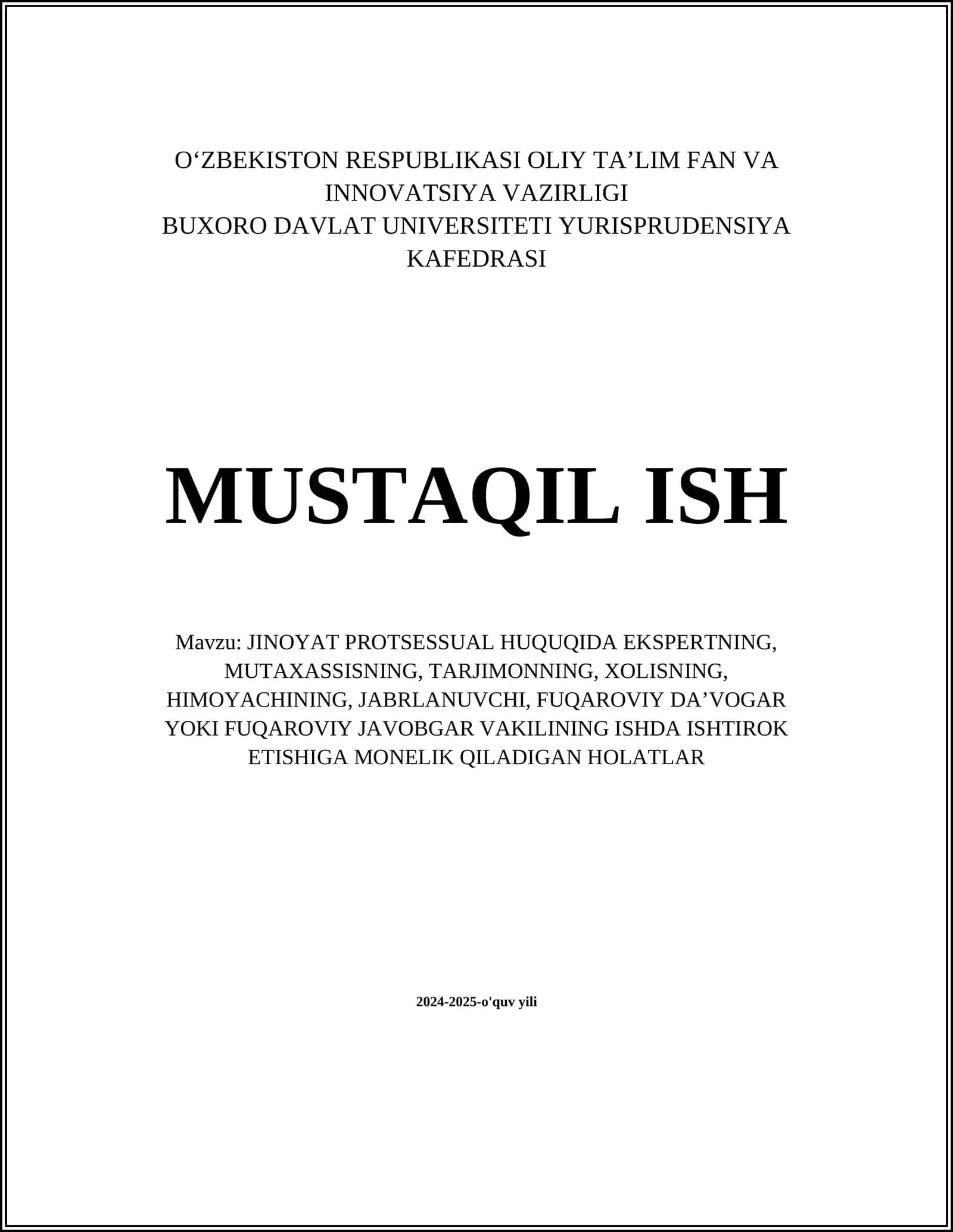JINOYAT PROTSESSUAL HUQUQIDA EKSPERTNING ISHTIROK ETISH HOLATLARI 1