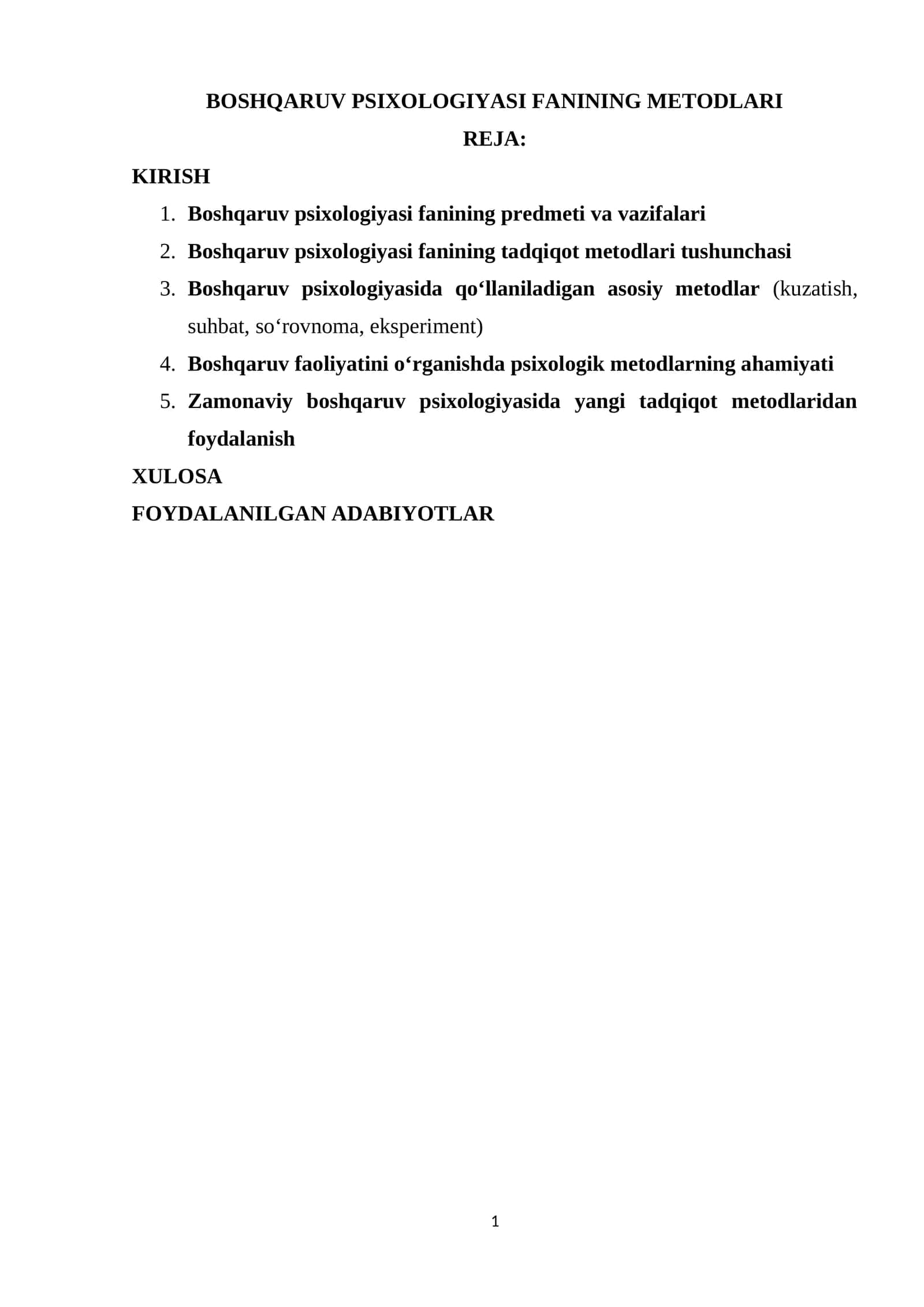 BOSHQARUV PSIXOLOGIYASI FANINING METODLARI 1