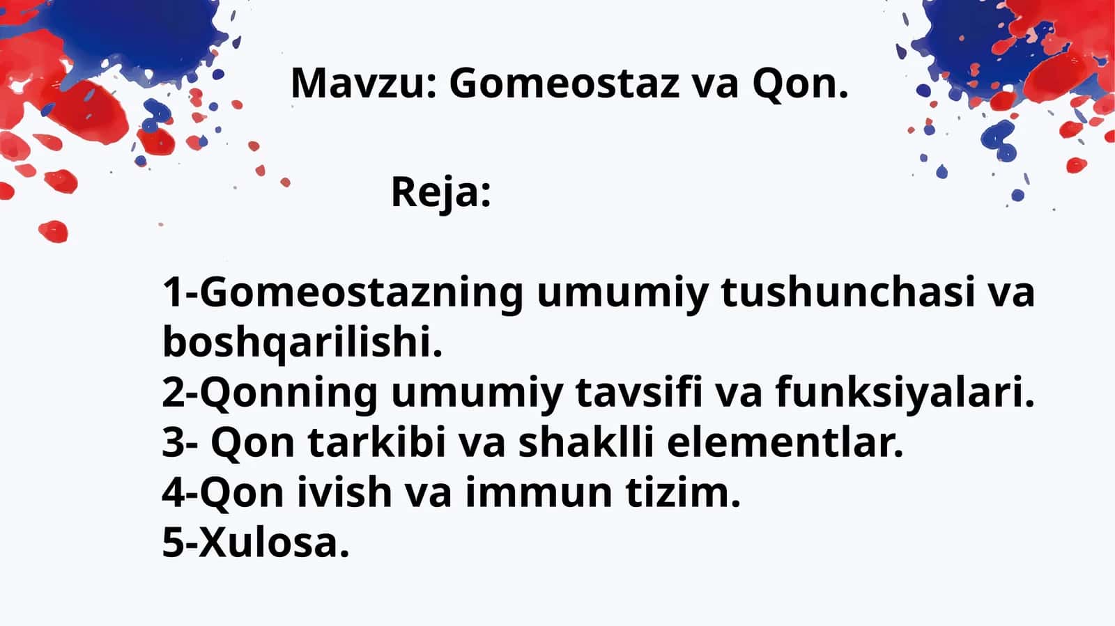 Gomeostaz va Qon 1